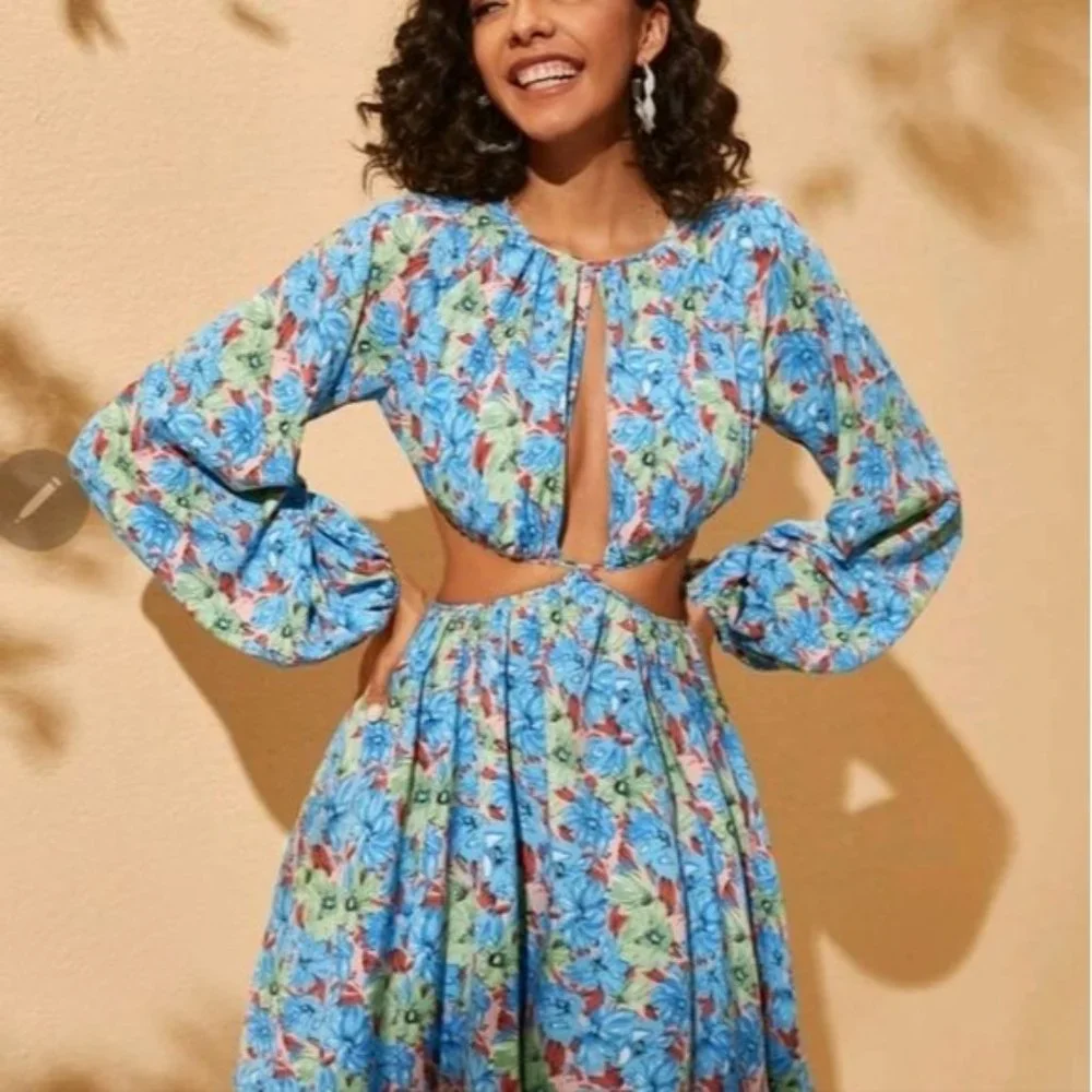 FLORAL ALL OVER PRINT BOHO DRESS - Picture 1 of 9